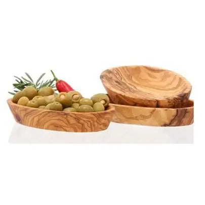 Schälchen oval 3er Set aus Olivenholz – vielseitiges Olivenholzprodukt ca. 15 – 17 cm