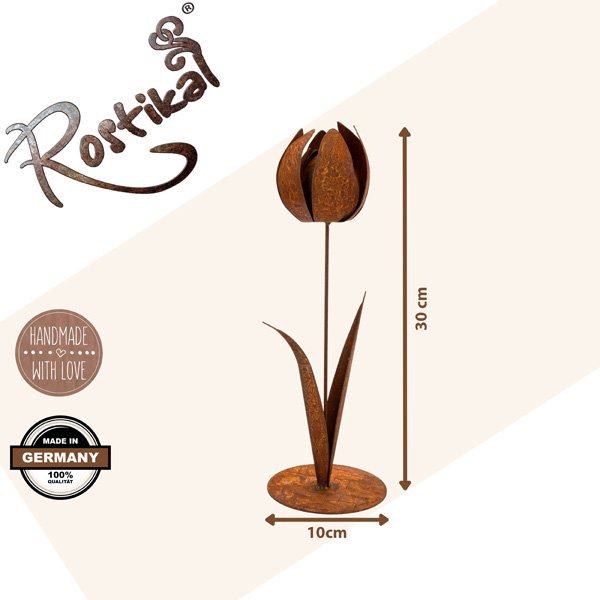 Rost Deko Tulpen H27/30cm Metall Blume Frühling mit Standfuß Gartendekoration