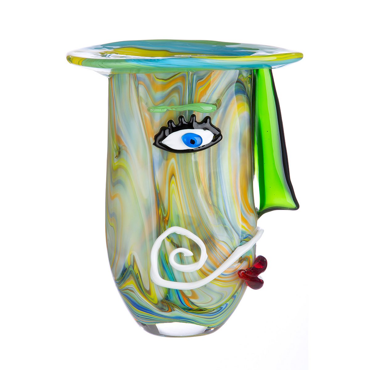 Design Vase Gesicht H29cm Glas Bunt Modern Murano Style Dekoration