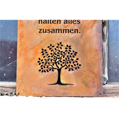 Rost Deko Schild Familien Spruch - Familie ist wie ein Baum 30x15/60x33cm Metall Vintage Wanddekoration