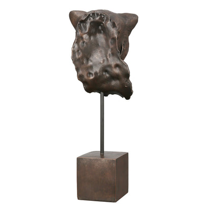 Deko Figur Leopard Kopf H46cm Bronze Antik Büste Modern Dekoration