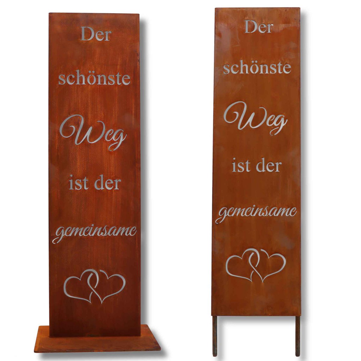 Rost Deko Schild mit Spruch Der schönste Weg ist der gemeinsame H55cm Metall Vintage Hochzeit Gartendekoration Metall Tafeln zum Stecken oder mit Bodenplatte