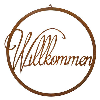 Rost Deko Ring Willkommen Ø20/28/38cm Metall Vintage Türkranz Wanddekoration Fensterdekoration Türkranz