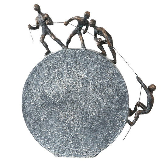 Deko Skulptur Teamwork H35cm Bronze Figuren Modern Kunstobjekt Motivierende Dekoration