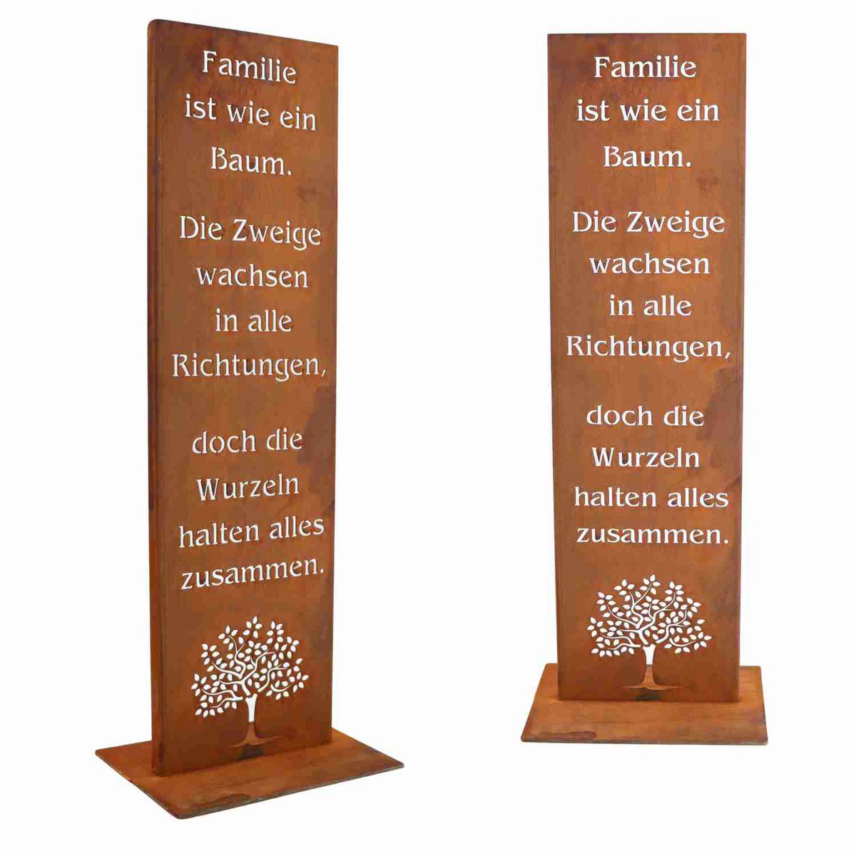 Rost Deko Ständer Familie Baum H55/100cm Metall Vintage Gartendekoration Schild mit Text über Familie