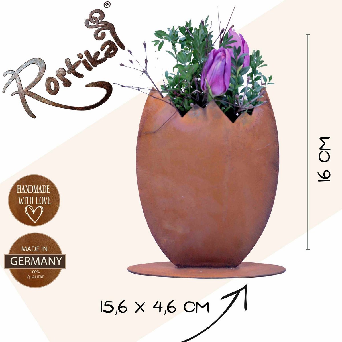 Rost Deko Ei H16/23/32cm Metall Vintage Osterdekoration Pflanzengefäß Gartendekoration Ostern