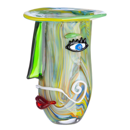 Design Vase Gesicht H29cm Glas Bunt Modern Murano Style Dekoration