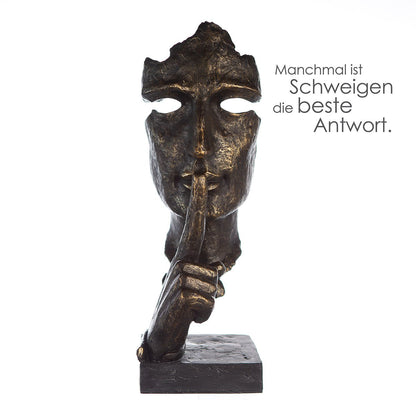 Deko Skulptur Silence H39cm Bronze Modern Gesicht Maske Büste dunkele Dekoration