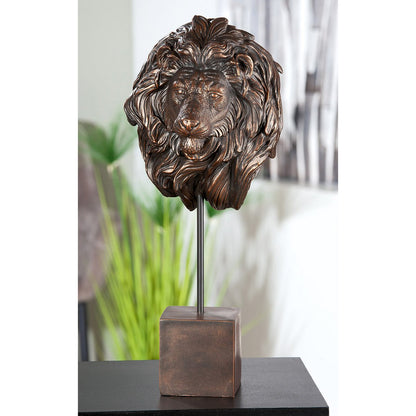 Deko Figur Löwen Kopf H51cm Bronze Antik Büste Luxus Dekoration