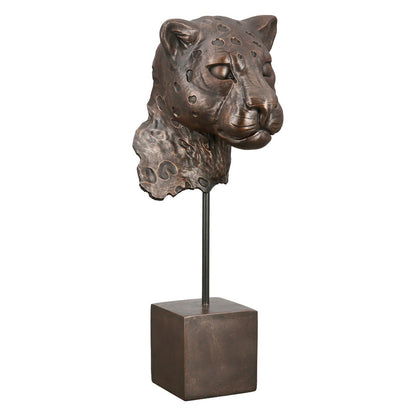 Deko Figur Leopard Kopf H46cm Bronze Antik Büste Modern Dekoration