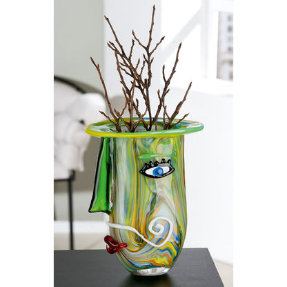 Design Vase Gesicht H29cm Glas Bunt Modern Murano Style Dekoration