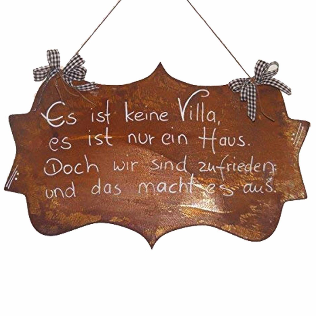 Rost Deko Schild Villa Haus 30x50cm Metall Vintage Wanddekoration Spruch Es ist keine Villa, es ist nur ein Haus. Doch wir sind zufrieden und das macht es aus