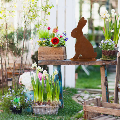 Rost Deko Hase H31cm Metall Hoppel mit Bodenplatte Gartendekoration Ostern Osterhase Osterdeko Vintage