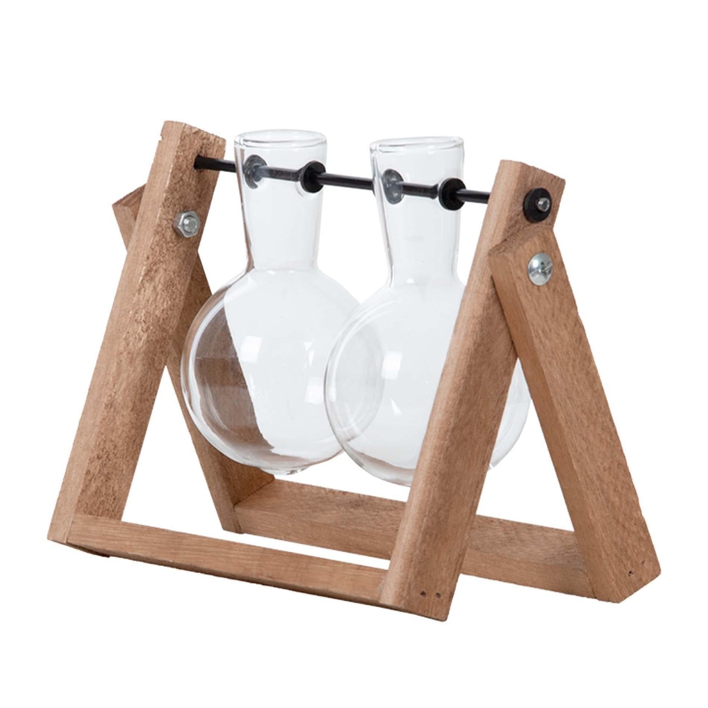 Kolibri Home | Dual-Vasen Hydroponik-System - Kompakte Holz-Anzuchtstation 19cm Pflanzen Anzucht Station - grüne-wurzel