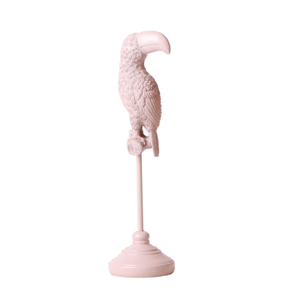 Kolibri Home | 'Nude' Tukan-Skulptur auf Ständer - 30cm - Elegantes Naturornament Pink Nude Vogel Dekoration - grüne-wurzel