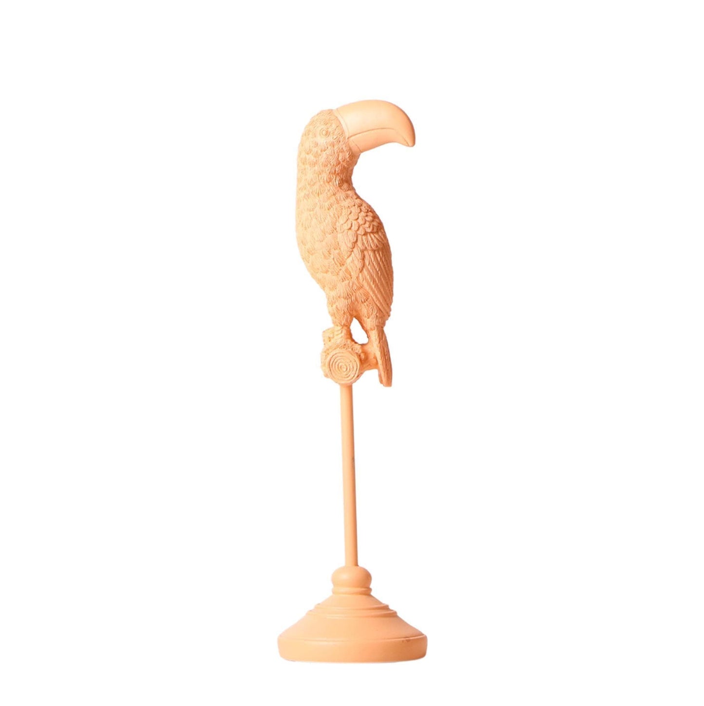 Kolibri Home | Pfirsichfarbene Tukan Skulptur - 30cm - Trendiges Wohnraum-Ornament Orange Vogel Dekoration - grüne-wurzel