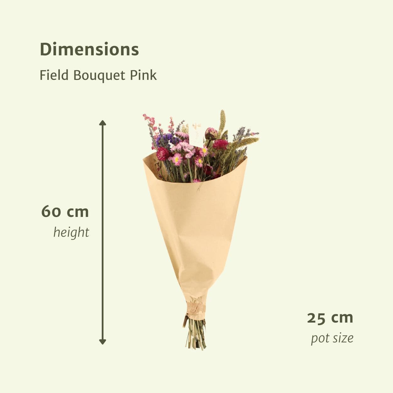 12x Field Bouquet Pink - Droogboeket - 35cm - grüne-wurzel