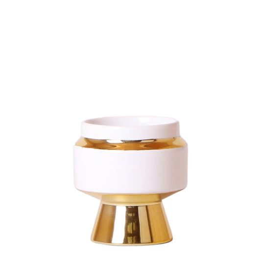 Kolibri Home | Le Chic Blumentopf - Eleganter Weiß und Gold Keramiktopf Ø6cm - grüne-wurzel