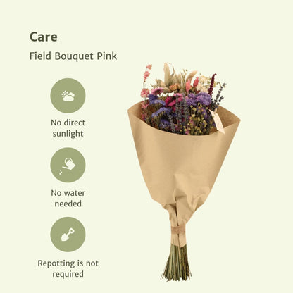 Langlebiger Trockenblumen Feldstrauß Pink - Dauerhafte und stilvolle Blumenkomposition - Ideal für Wohn- und Arbeitsbereiche - 50cm Trockenblumen Blumen Blumenstrauß Pflegeleicht Pflanzen - grüne-wurzel