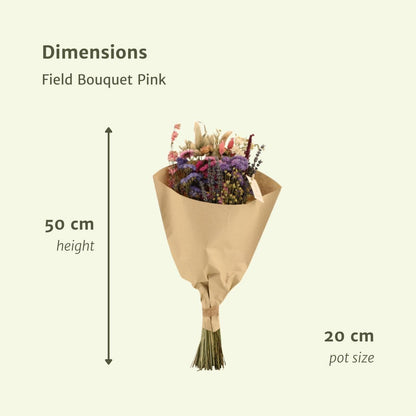 Langlebiger Trockenblumen Feldstrauß Pink - Dauerhafte und stilvolle Blumenkomposition - Ideal für Wohn- und Arbeitsbereiche - 50cm Trockenblumen Blumen Blumenstrauß Pflegeleicht Pflanzen - grüne-wurzel