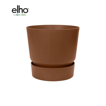 Elho Greenville Round Topf - recycelter Kunststoff - Ø18cm x H17cm - Braun - Indoor Topf - Outdoor Topf - grüne-wurzel