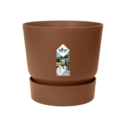 Elho Greenville Round Topf - recycelter Kunststoff - Ø18cm x H17cm - Braun - Indoor Topf - Outdoor Topf - grüne-wurzel