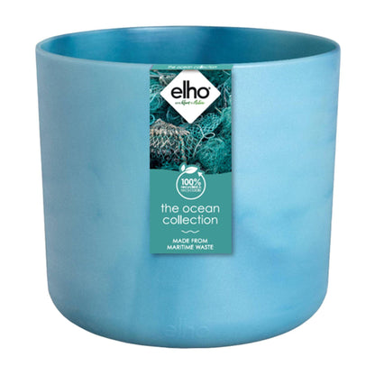 Elho Ocean Round Topf 100% Recycelter Kunststoff Ø18cm Atlantikblau - Blau Indoor Dekoration - grüne-wurzel