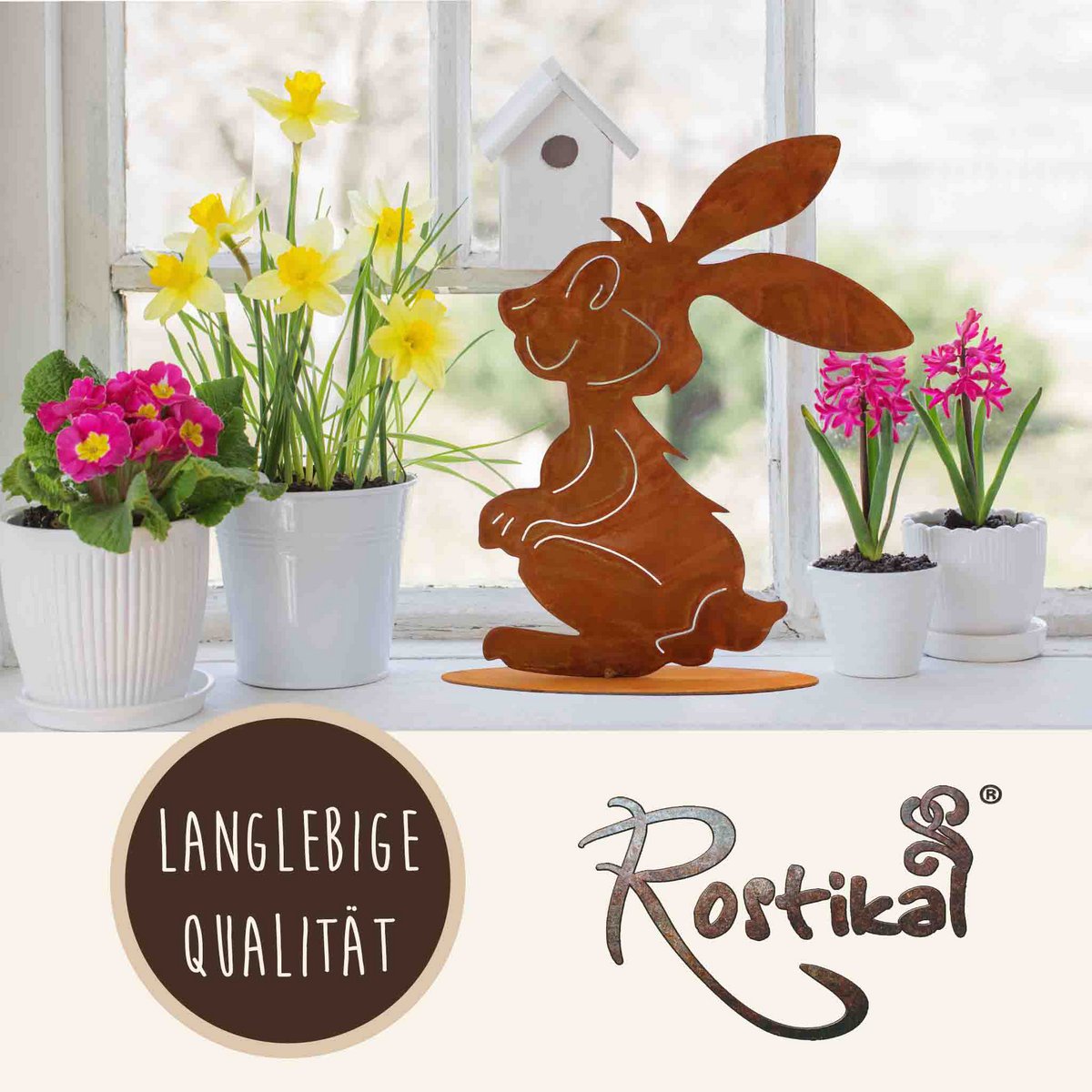 Rost Deko Hase Herbert H32cm Metall Comic Style Vintage Gartendekoration Ostern Osterdekoration Osterhase