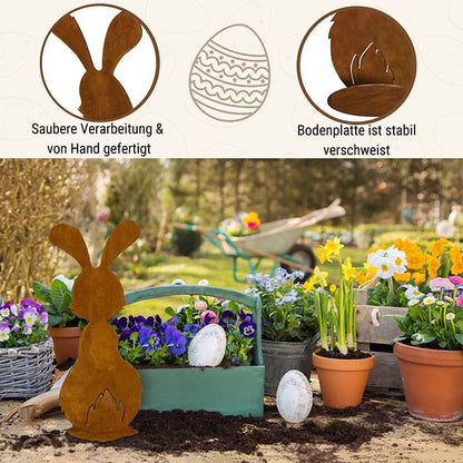 Rost Deko Hase Berti H15/25/30cm Metall Vintage Set Gartendekoration Osterdekoration Ostern Osterhasen