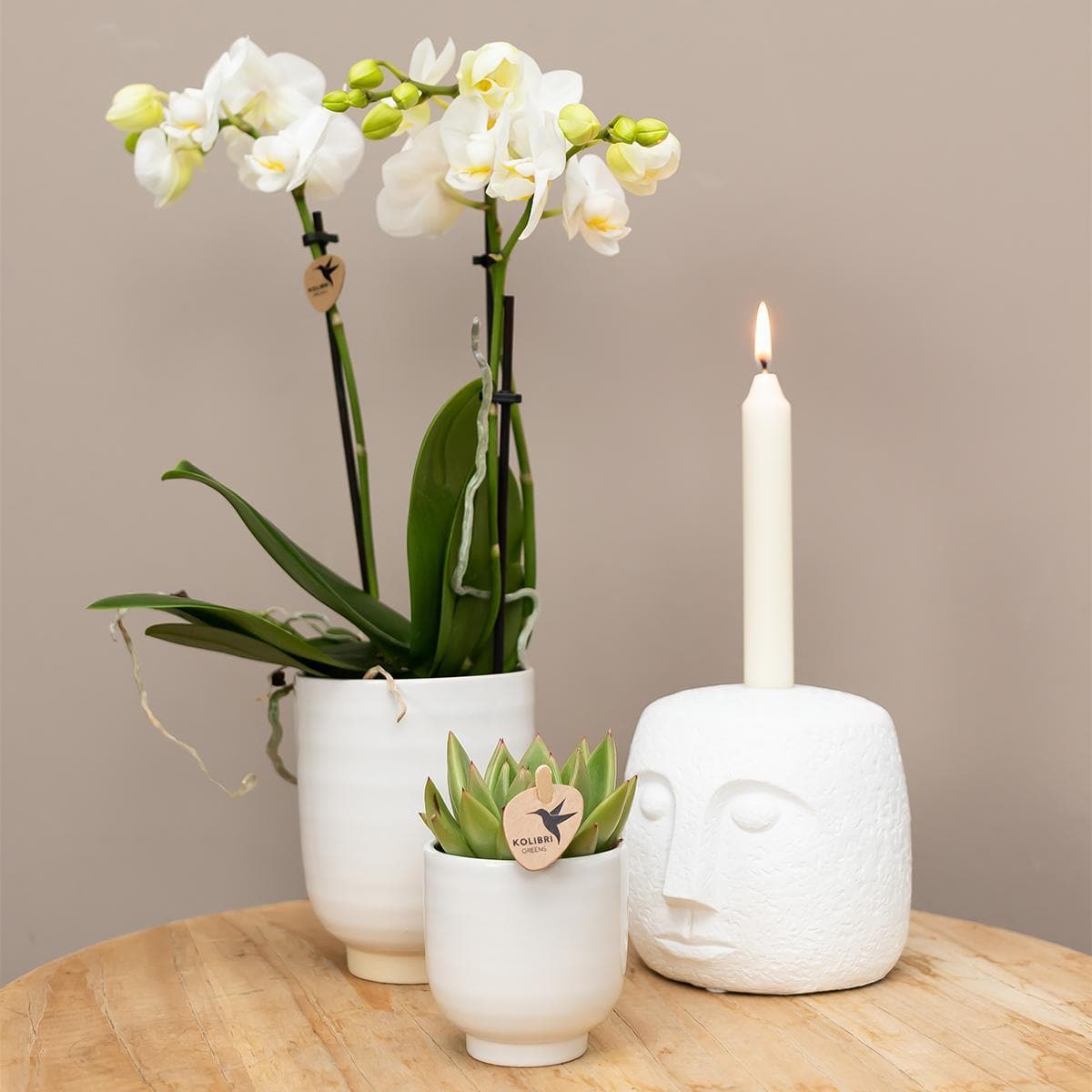 Kolibri Home | Candlestick - Candle Face - 12cm high - White - grüne-wurzel