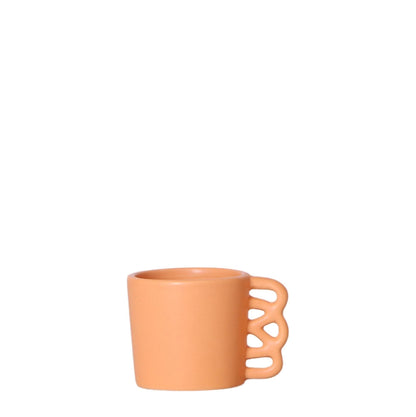 Kolibri Home | Happy Mug Blumentopf - pfirsichfarbener Keramik-Ziertopf - Ø6cm - grüne-wurzel