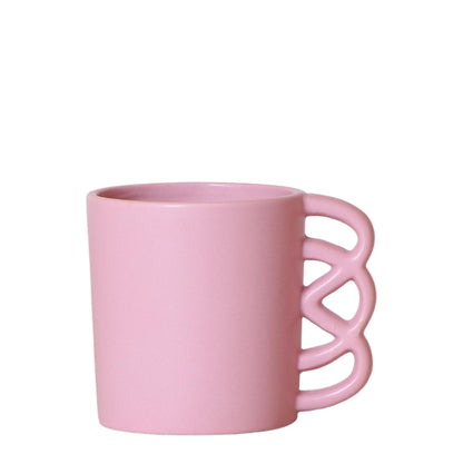 Kolibri Home | Happy Mug Blumentopf - rosa Keramik Ziertopf - Ø9cm - grüne-wurzel