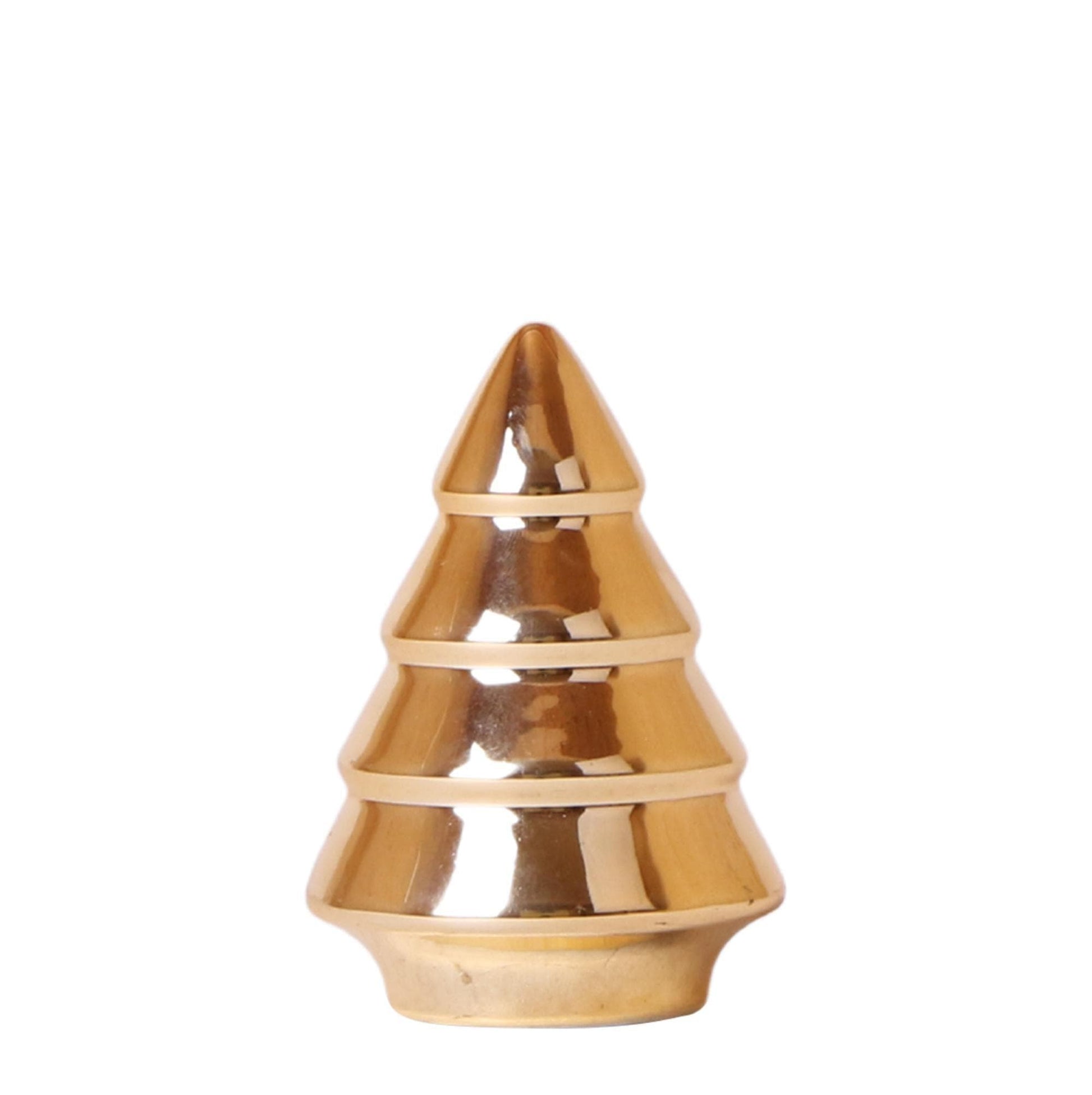 Kolibri Home | Luxuriöser Keramik-Weihnachtsbaum in Gold - Festliche Tischdeko 11,5cm Gold Dekoration - grüne-wurzel