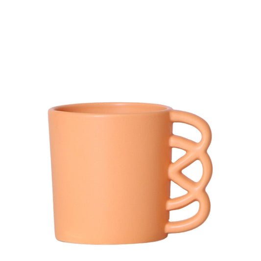 Kolibri Home | Happy Mug Blumentopf - pfirsichfarbener Keramik-Ziertopf - Ø9cm - grüne-wurzel