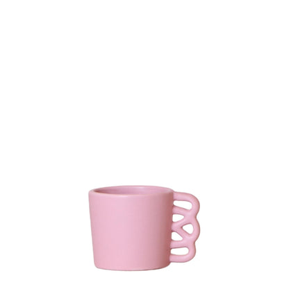 Kolibri Home | Happy Mug Blumentopf - rosa Keramik Ziertopf - Ø6cm - grüne-wurzel