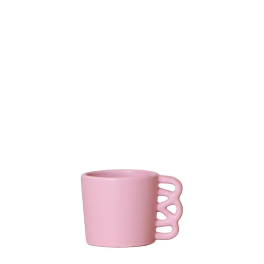 Kolibri Home | Happy Mug Blumentopf - rosa Keramik Ziertopf - Ø6cm - grüne-wurzel