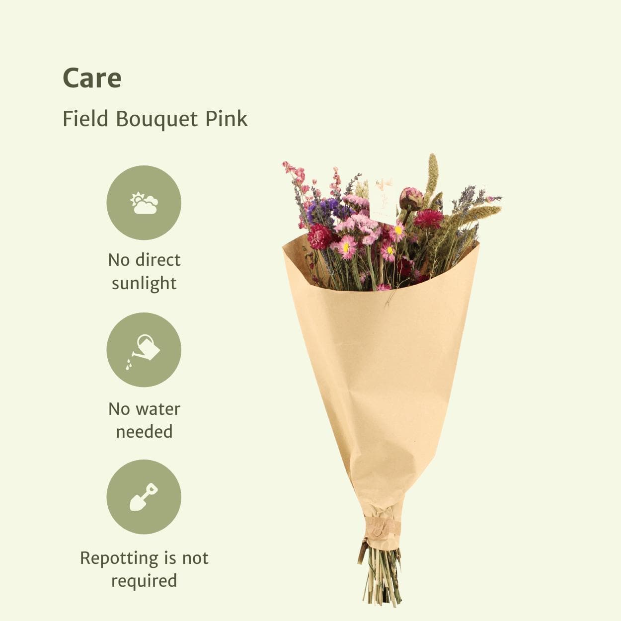 Droogbloemen Field Bouquet Pink - Ø25 - ↨60cm - grüne-wurzel