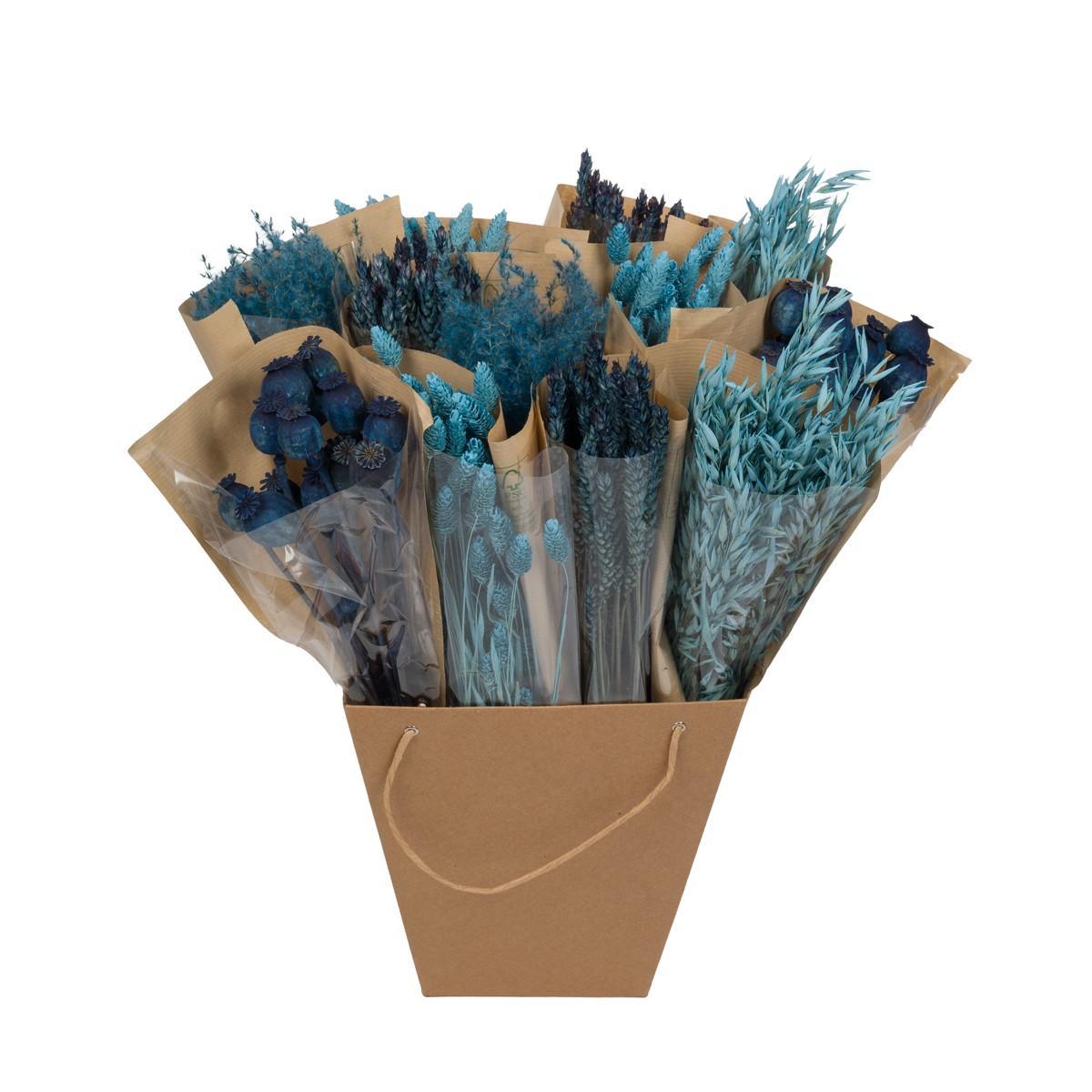 Trockenblumen Bundle - Getrockneter Mono-Mix Blau - Höhe: 50 cm - Getrocknete Blumen - Trockenblumenstrauß - grüne-wurzel