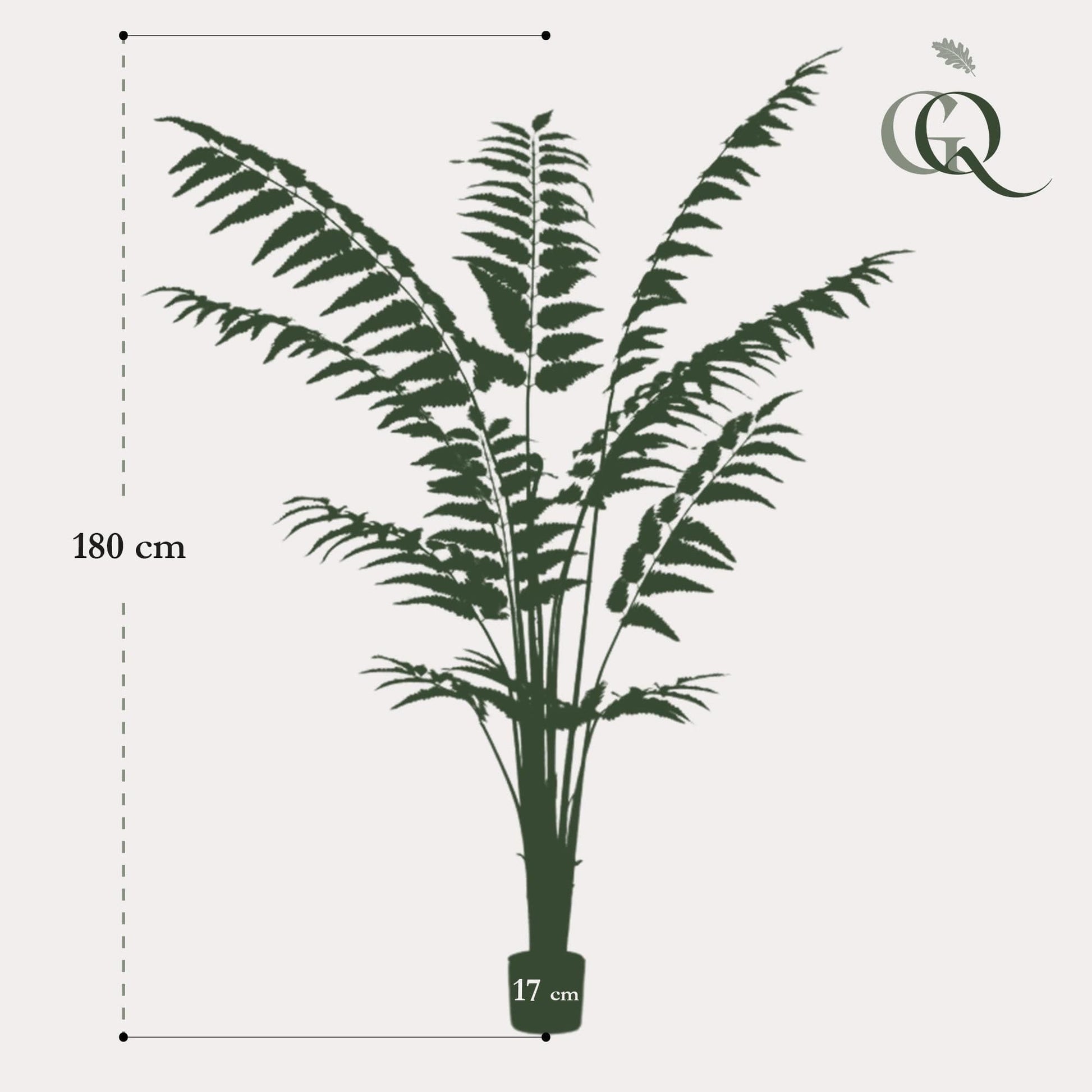 Kunstpflanze Rumohra Adiantiformis - Lederfarn - 180 cm - Zimmerpflanze - künstliche Pflanzen wie echt - grüne-wurzel