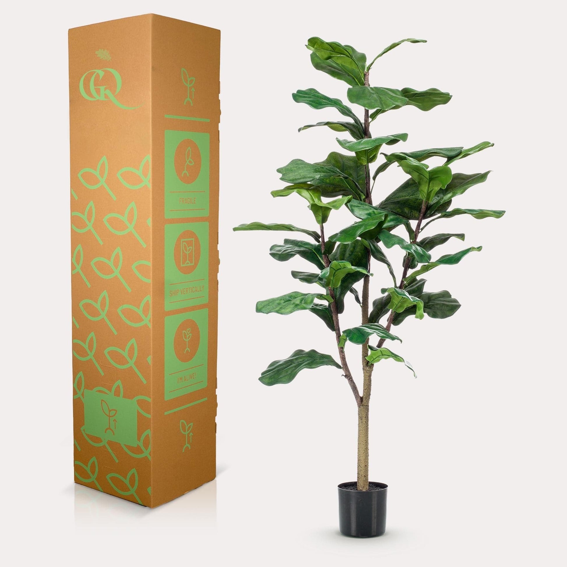 Kunstpflanze Ficus Lyrata - Tabakspflanze - 125 cm - Zimmerpflanze - Künstliche Pflanzen wie echt - grüne-wurzel