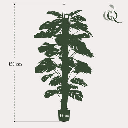 Kunstpflanze - Monstera Deliciosa - Löcherpflanze - 150 cm - Zimmerpflanze - künstliche Pflanzen wie echt - grüne-wurzel