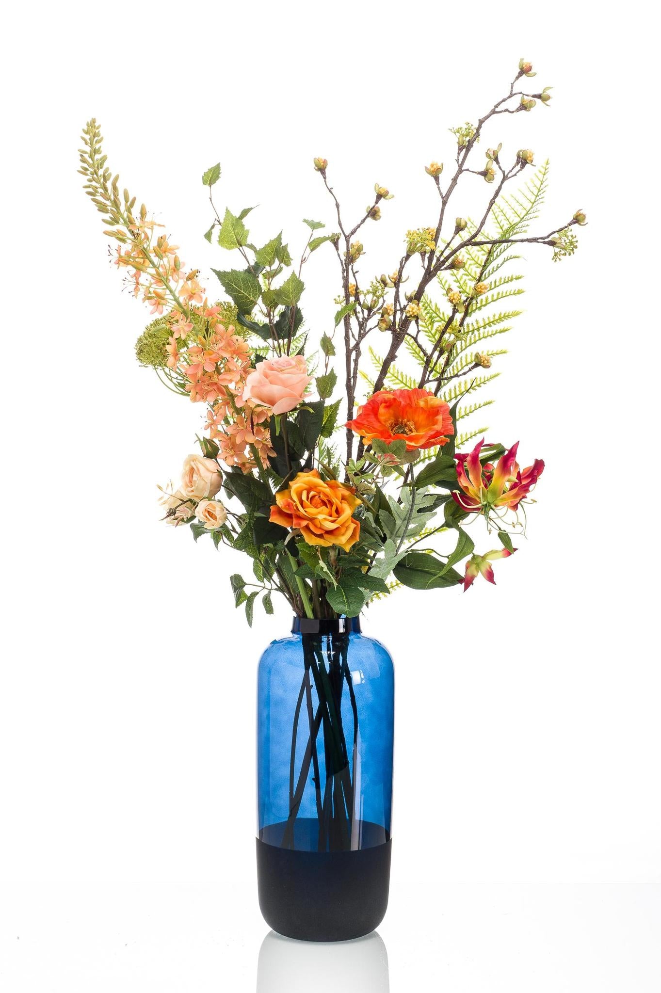 Kunstblumen Bouquet XL Happy Orange - 109 cm - Künstliche Blumen wie echt - Große Kunstblumen