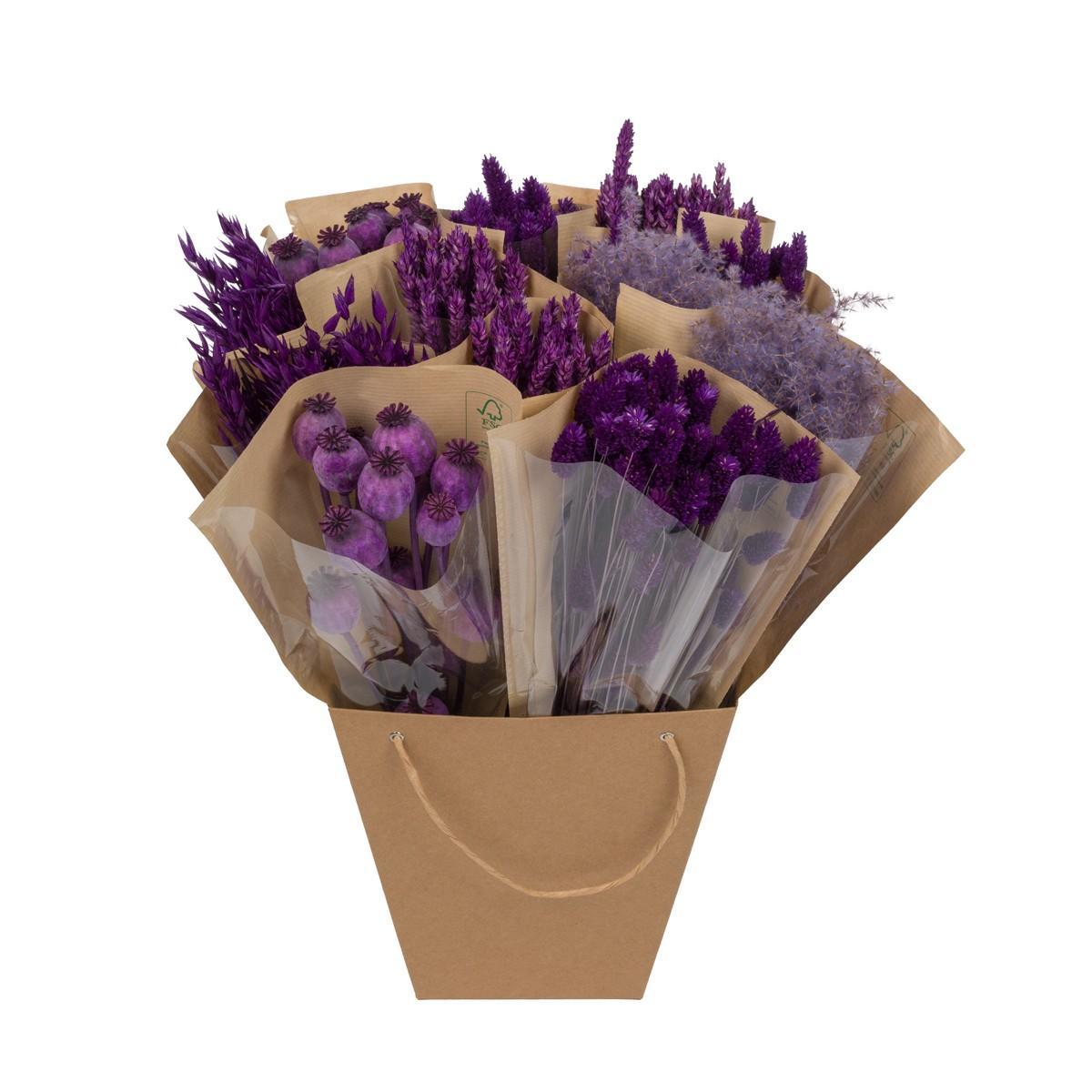 Trockenblumen Bundle - Getrockneter Mono-Mix - Lila - Höhe: 50 cm - Getrocknete Blumen - Trockenblumenstrauß - grüne-wurzel