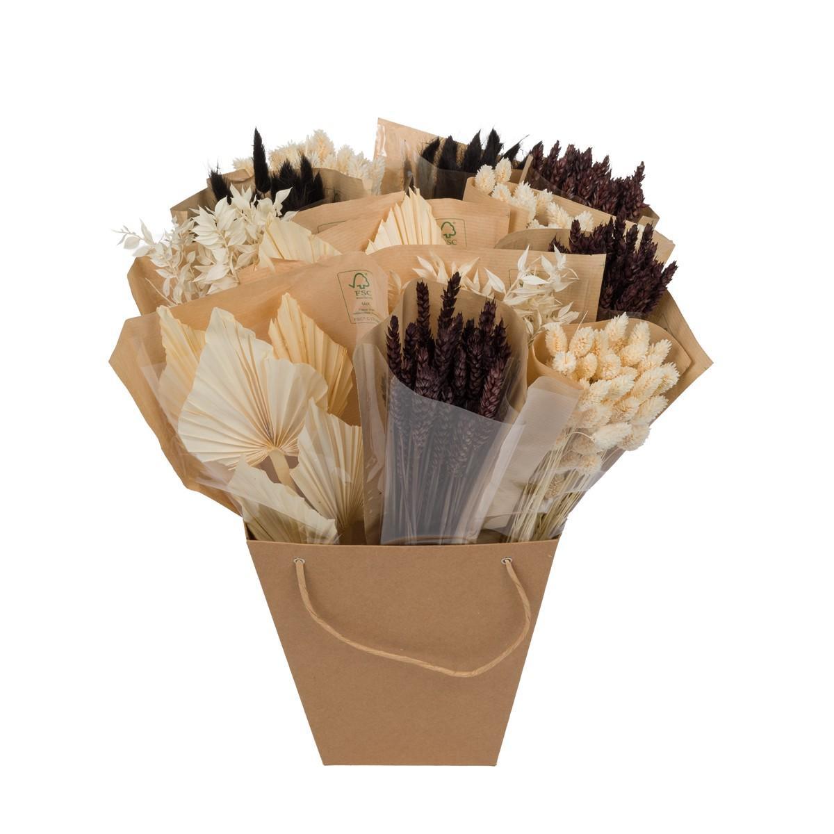 Trockenblumen Bundle - Getrockneter Mono-Mix Schwarz & Weiß - Höhe: 50 cm - Getrocknete Blumen - Trockenblumenstrauß - grüne-wurzel