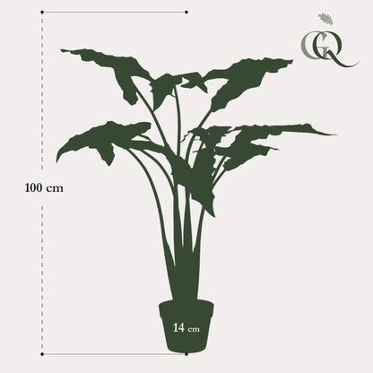 Kunstpflanze - Alocasia Frydek - 100 cm - Zimmerpflanze - künstliche Pflanzen wie echt - grüne-wurzel